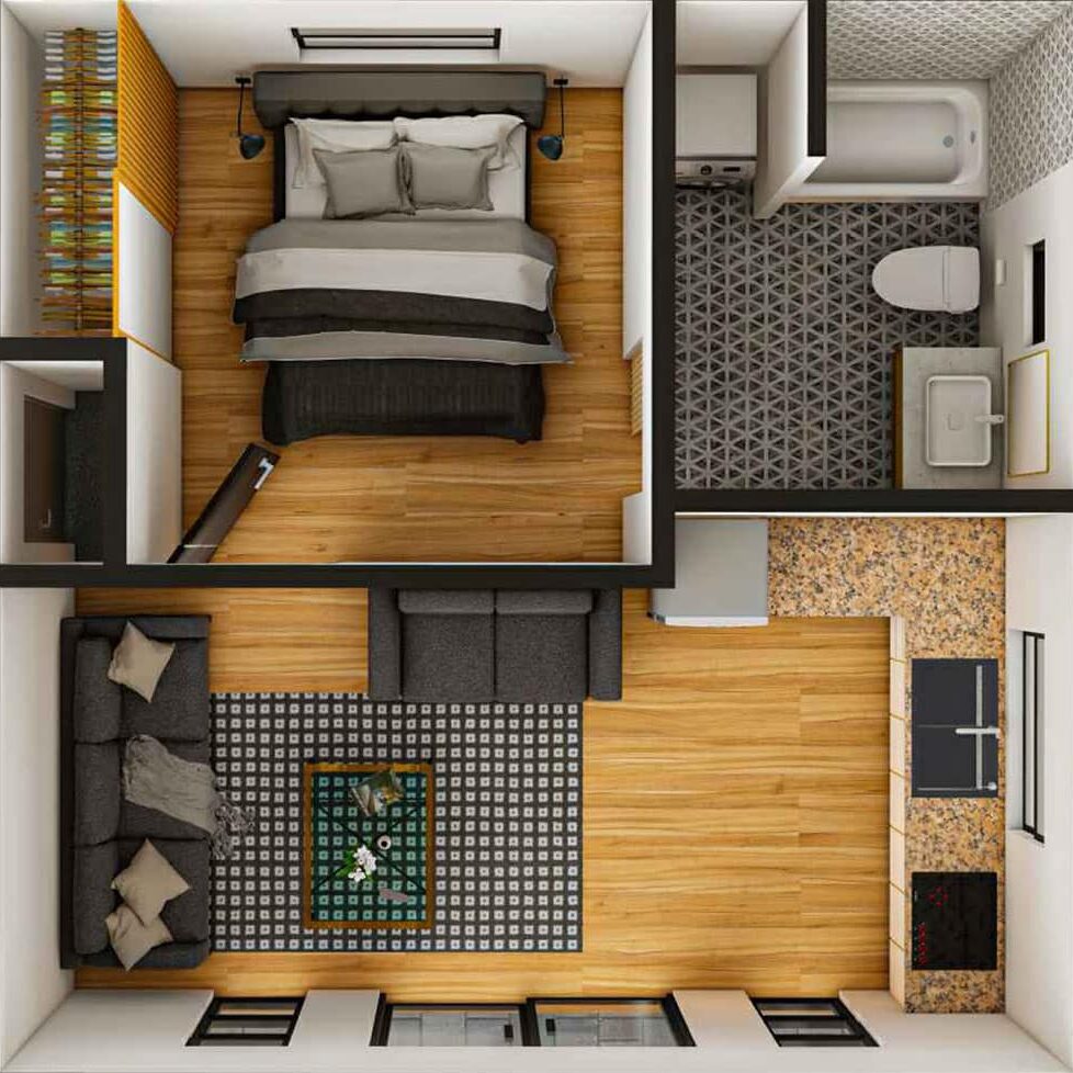 A floor plan model of an ADU from Ed Reyes Design.
